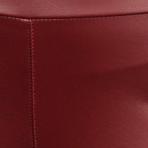 CEMI CERI High Waist Faux Leather Fleece Leggings Chocolate Burgundy Black - Picture 13 of 13